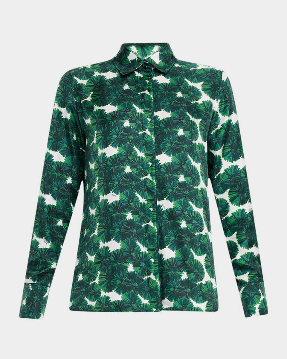 Rodesia Floral Silk Button-Down Shirt